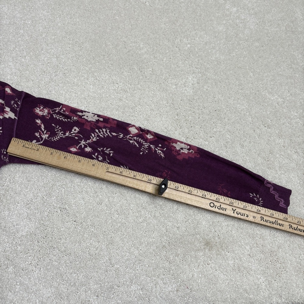 Sundance Catalog Glissade Plum Purple Boho Cotton V-Neck Sweater Size Small - Picture 5 of 8